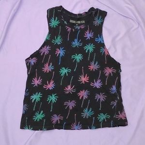 PALM TREE CROP TANK * SIZE S * 100% COTTON * SLEEVELESS * REBELLIOUS ONE